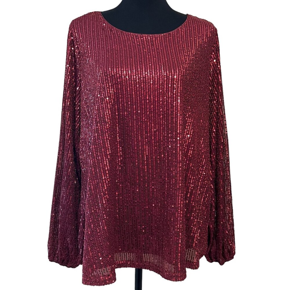 NWT - Andree by Unit Sequined Top Long Sleeve - 1X
